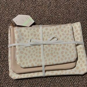 LC Lauren Conrad Cream and Tan Cosmetic Bags
